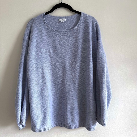 J. Jill Slub Knit Sweater Women’s Large Petite Blue 100% Cotton Coastal Grandma - Picture 1 of 9
